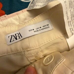 Zara Beige Satin cargo pants